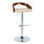Tabouret de bar réglable avec pivot en métal chromé, bois de noyer et similicuir crème avec repose-pieds arrondi en T - ensemble de 3-1177749905-1177749907
