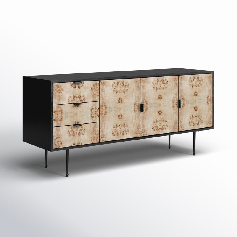 Juney 62'' Sideboard, Light Burl/Black