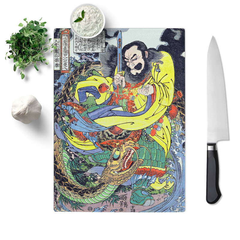 Tempered Glass Dragon in the Clouds by Utagawa Kuniyoshi Chopping Board, 28.5cm W x 20cm L
