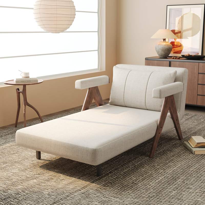 Canapé-lit inclinable 3-en-1 moderne avec dossier réglable, 37" H x 43.31" W x 35.43" D, Walnut