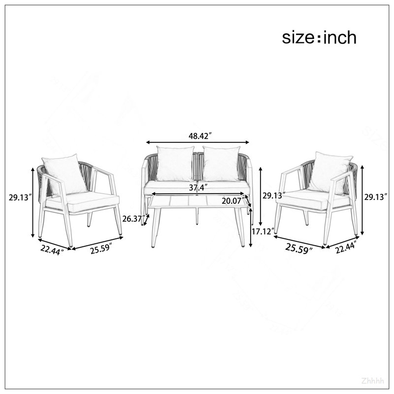 Ensemble de sièges d'extérieur durable et confortable, adapté aux patios, aux pelouses et aux bords de piscine, Gris, Vert