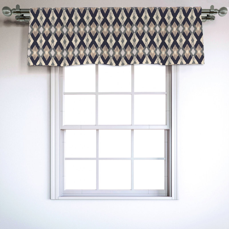 Sateen Geometric Ruffled Window Valance