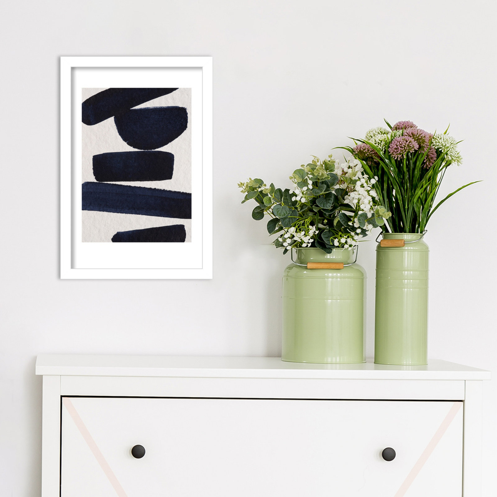 Japandi 5 by Simon West, White, 16.4" H x 11.25" W x 0.88" D
