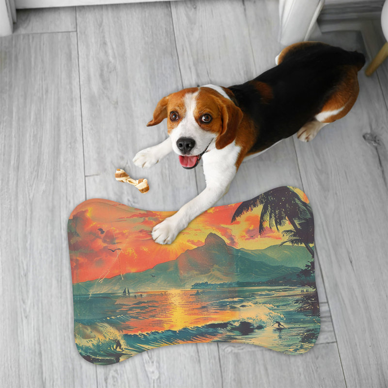 Nostalgic Sunset Art - Tapis d'alimentation en forme d'os