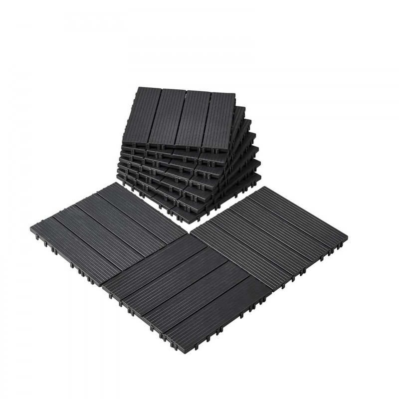 Paquet de 10 tuiles de terrasse à emboîtement imperméable 12 "x 12" pour porche, Gris