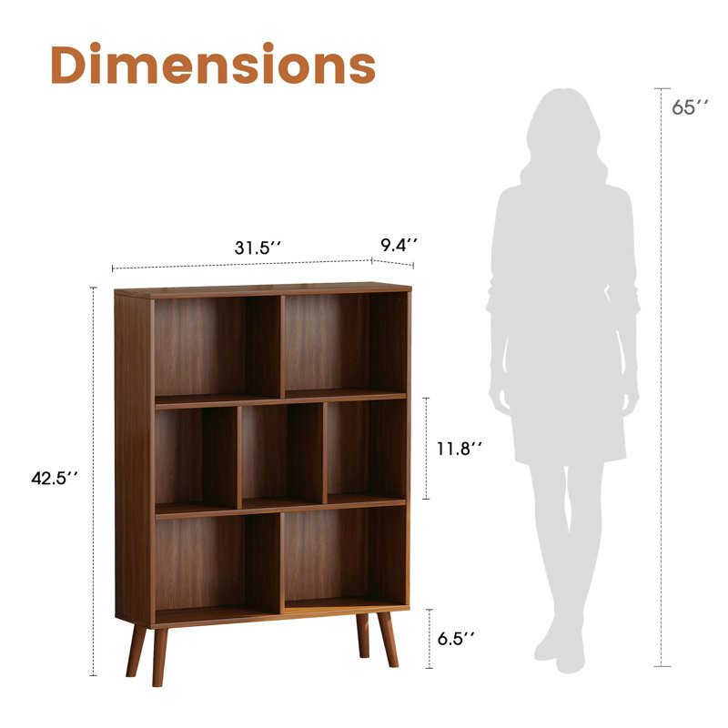 Adisyn No Subject Bookcase, 42.5" H x 31.5" W x 9.4" D, Heritage Walnut