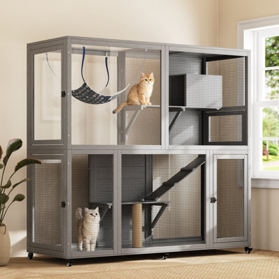 2-Tier Wooden Indoor Catio Enclosure, Gary