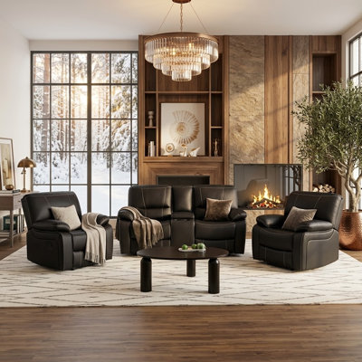 Vandon 3 Piece Faux Leather Reclining Living Room Set
