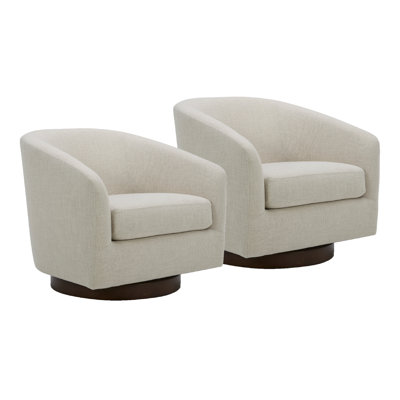 Bennett Linen Swivel Barrel Chair