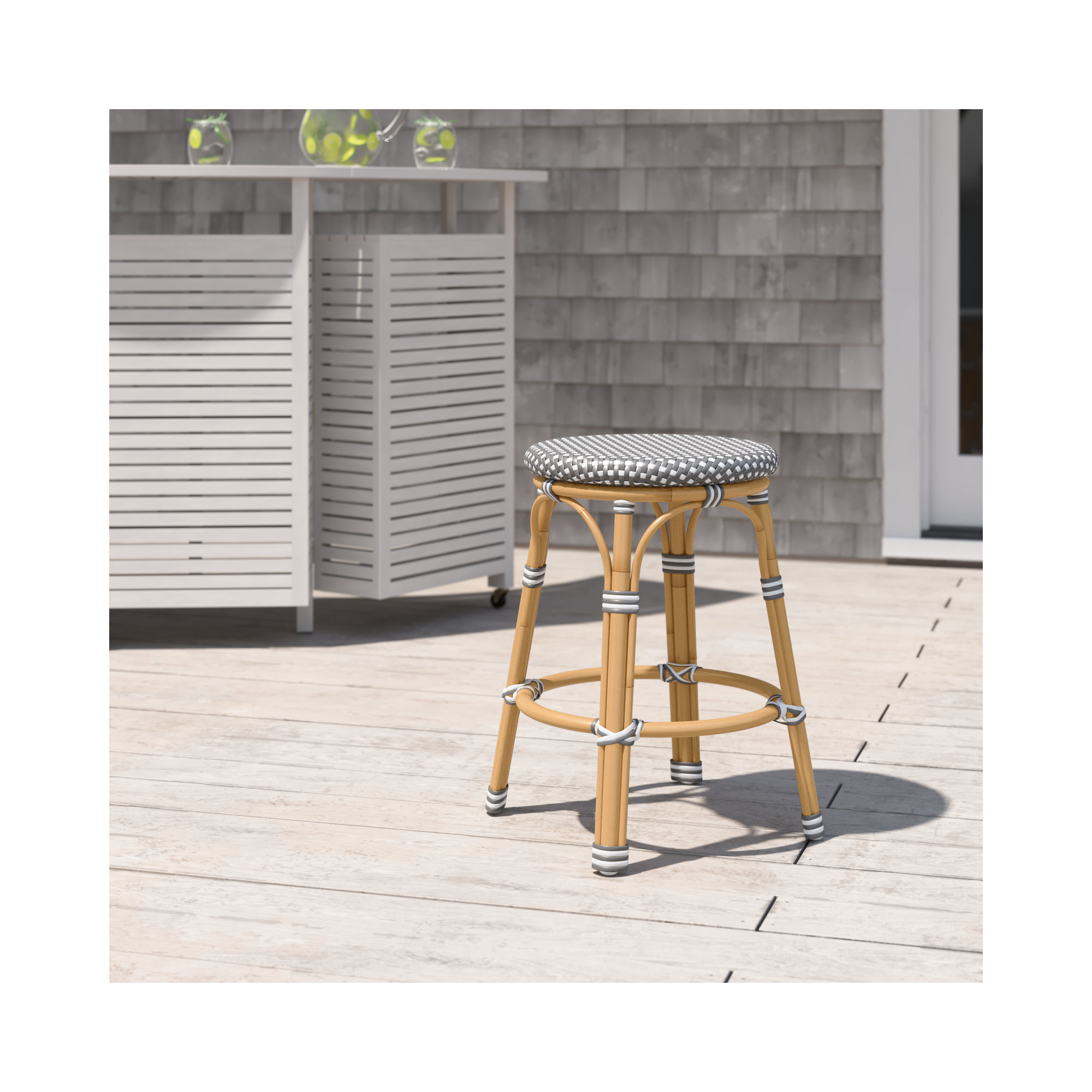 Ellie Patio Counter Stool, Gray/White