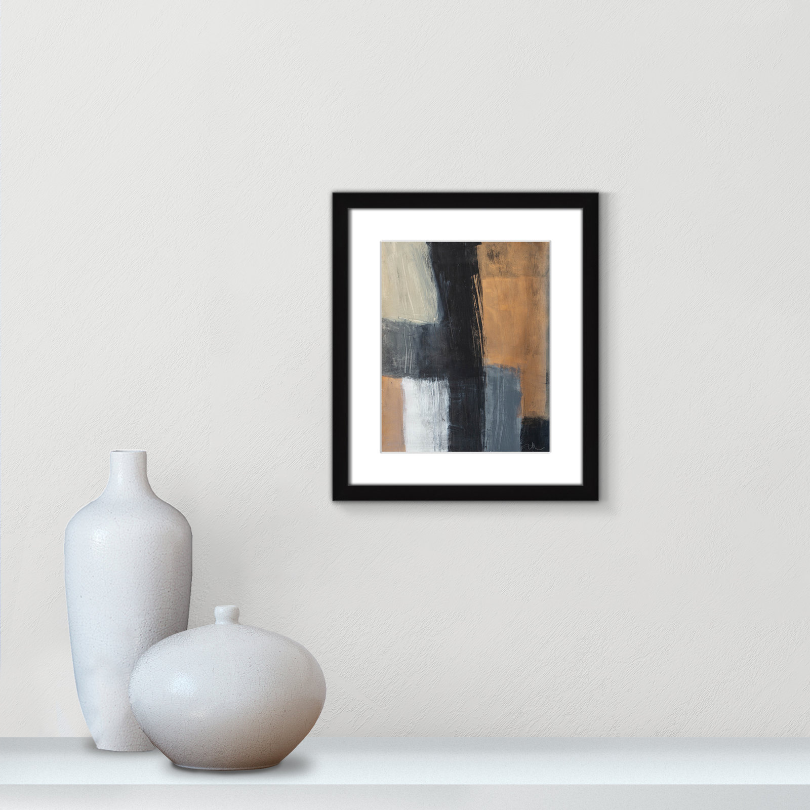 Calderon "Metallic Slate II" Print, Black Single Picture Frame, Yes, 15" H x 13" W x 1.25" D