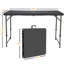 Table pliante 4 pieds avec poignée de transport, PEHD à hauteur réglable et table portable en acier pour une utilisation intérieure / extérieure