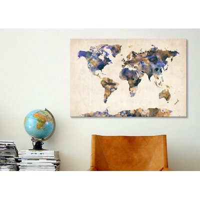 « urban aquarelle world map v », impression