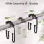Shower Curtain Hooks, Black Rust Proof Non-Slip Double Hooks For Shower Curtain, Sturdy Metal Rings Bathroom 12Pcs