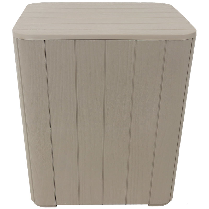 Driftwood Faux Wood Outdoor Storage Side Table with 11.5-Gallon Capacity