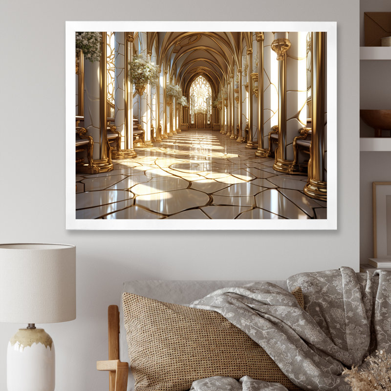 Église baroque basilique - Église, art mural, Cadre de coin blanc fermé, H 30 po x l 40 po x P 1,5 po