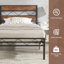 Structure de lit plateforme industrielle en métal brun rustique avec tête de lit en bois Alicia, rangement sous le lit, silencieux, aucun sommier tapissier requis-2039627793-2074483462
