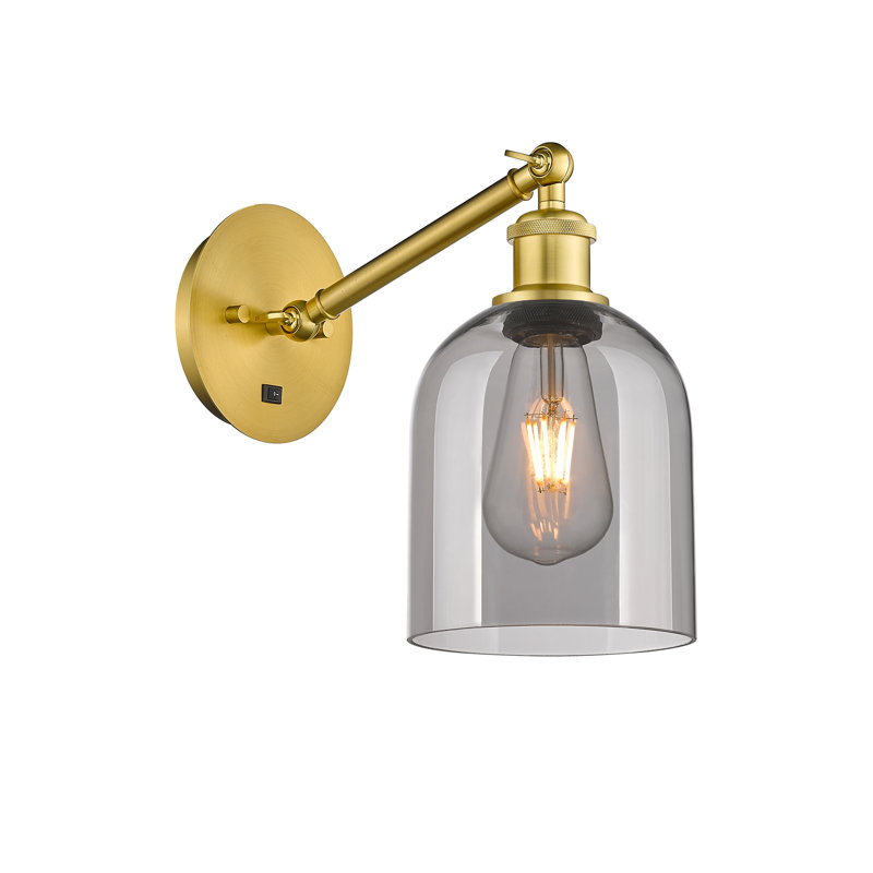 Odaniel Steel Armed Sconce, Light Smoke, Satin Gold