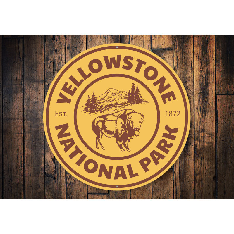 Plaque en aluminium Yellowstone Buffalo, H 12 po x l 12 po x P 0,04 po