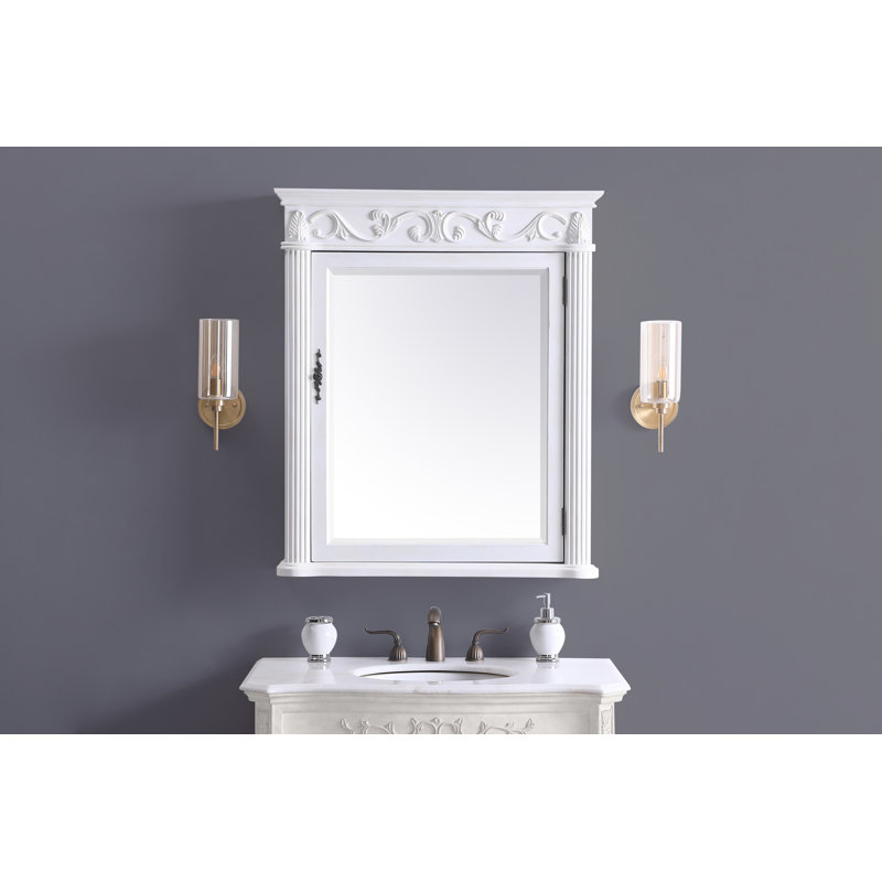 Armoire à pharmacie avec 3 tablettes Aurillon, H 38 po x l 32 po x P 6 po, Blanc antique