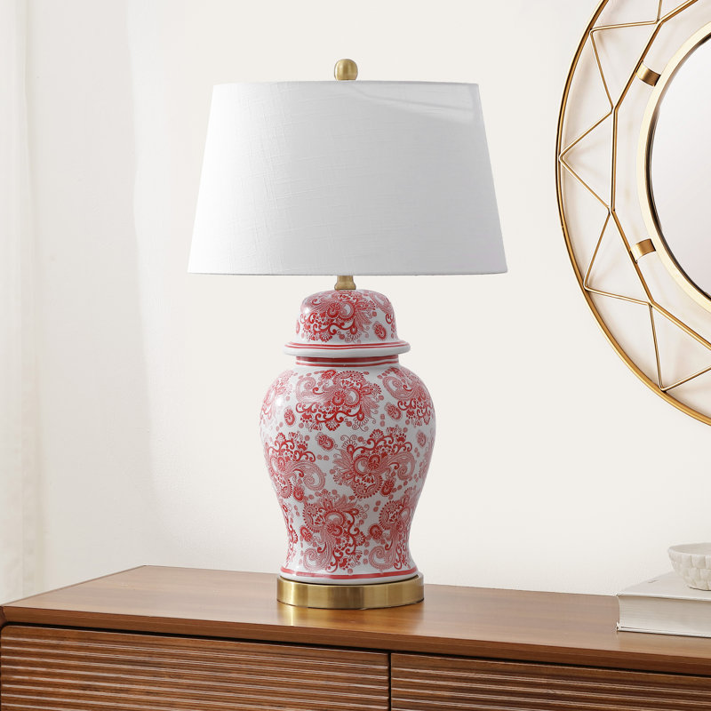 Lampe de table 29,5 po bleu / blanc Deziree, Rouge / Blanc