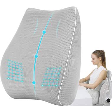 Lumbar Support Pillow - Memory Foam for Low Back Pain Relief, Ergonomic  Streamline Car Seat, Office Chair, Recliner and Bed (Blue)