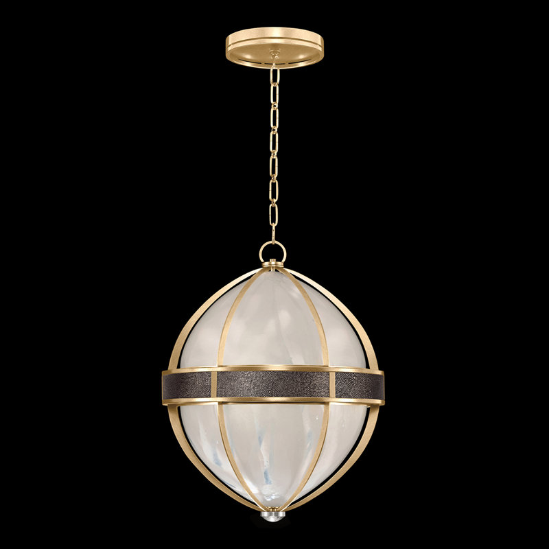 Luminaire suspendu rond l 18,75 po Mirage, Feuille d'or standard / nickel, Galet