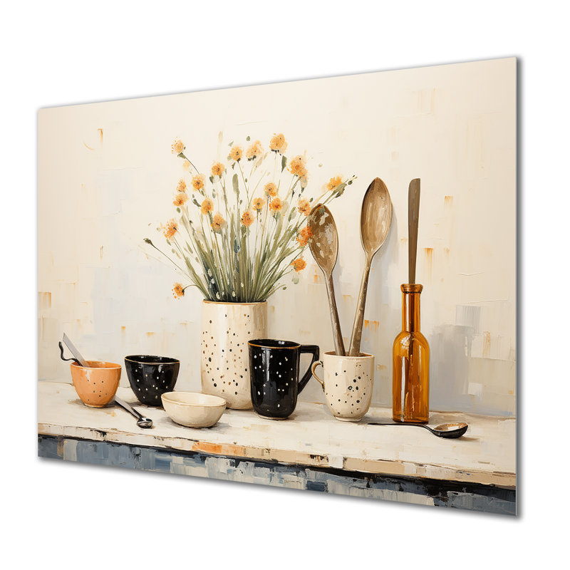 Minimalist Kitchen Cutlery 1 - Kitchen Metal Wall Art MT135015, 24" H x 32" W x 1" D