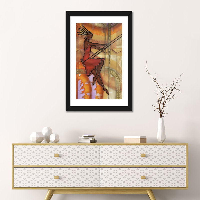 «Carefree» par Fred Odle - impression, Blanc, H 24 po x l 16 po x P 1 po, Papier encadré noir
