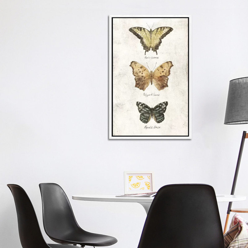 Butterflies II by Mike Koubou - Painting on Canvas, White Framed, 101.6cm H x 66.04cm W x 3.81cm D