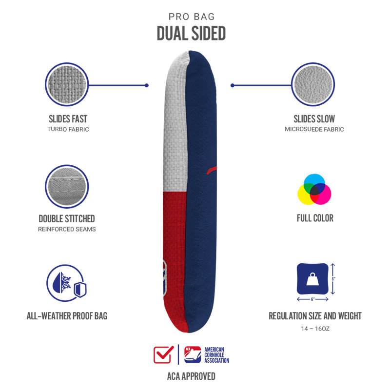 Patriotic Dual-Sided Cornhole Bags with Microsuede and Turbo Fabric