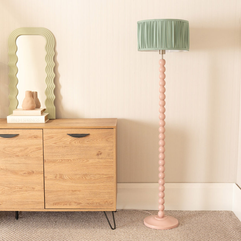 Grenada 145cm Traditional Floor Lamp, Green, Pink, Yes