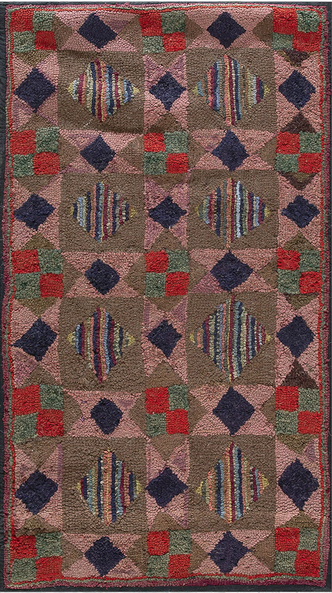 Rugs On Net Hooked American 1930s Small Scatter Size Wool Antique ...
