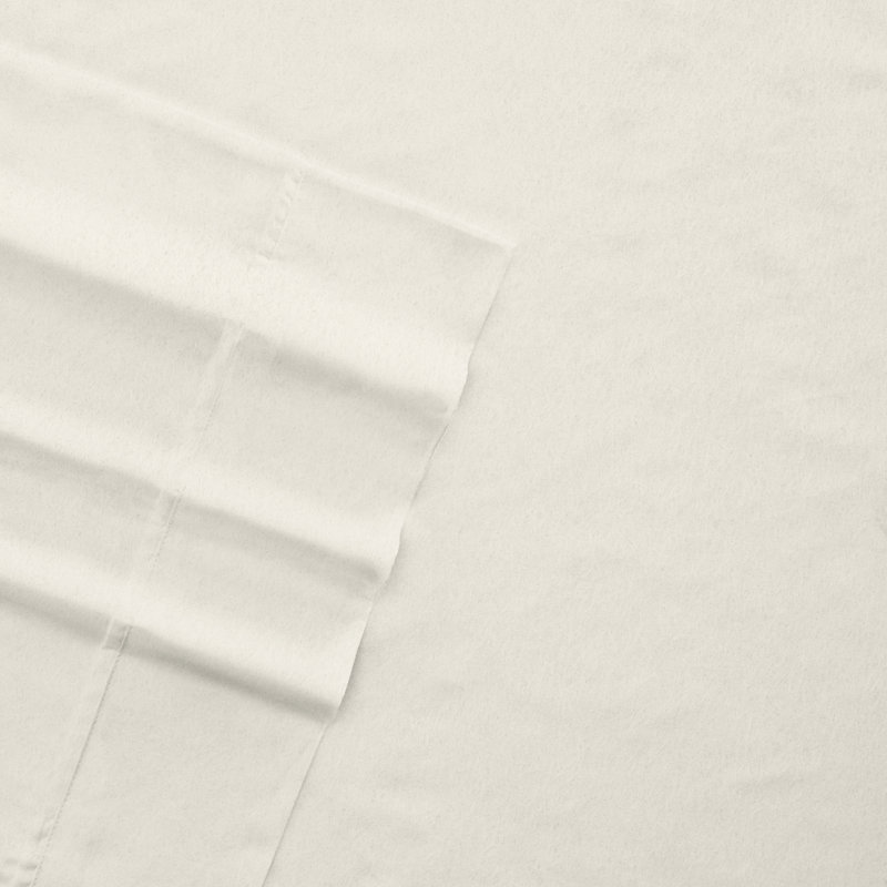 Ensemble de draps en flanelle de coton Rience, Ivoire, Très grand