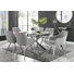 Lenworth Chrome and Glass Rectangular Dining Table Set with 6 Luxury Upholstered Fabric Chairs