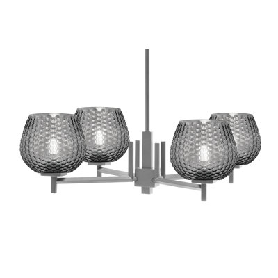 Lustre Fausley à 4 lumières, fini graphite, verre fumé texturé de 15 cm