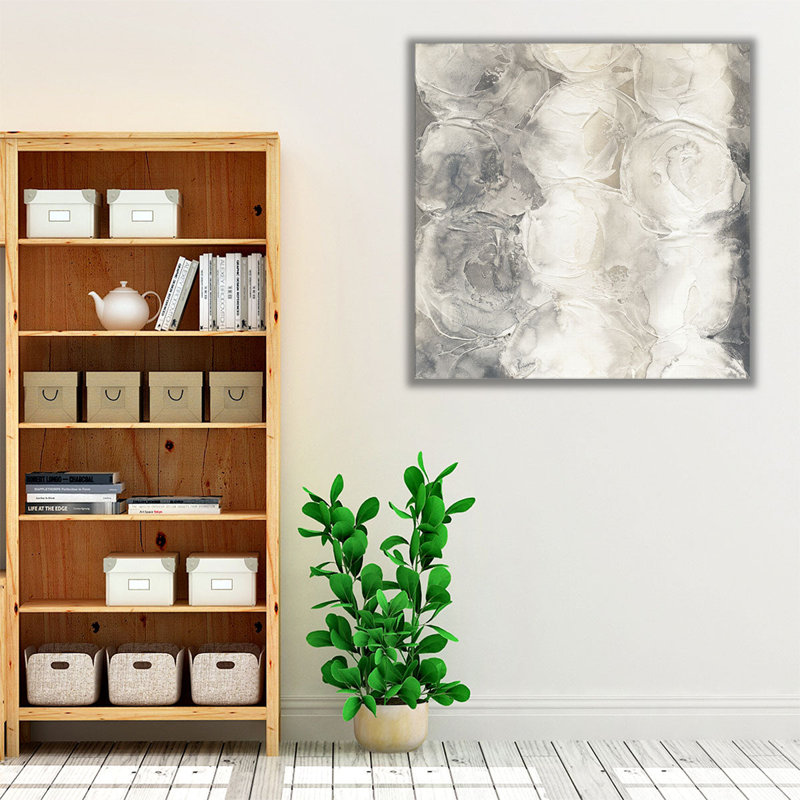 «Grey Circles I», reproduction d'art sur toile, H 12 po x l 12 po