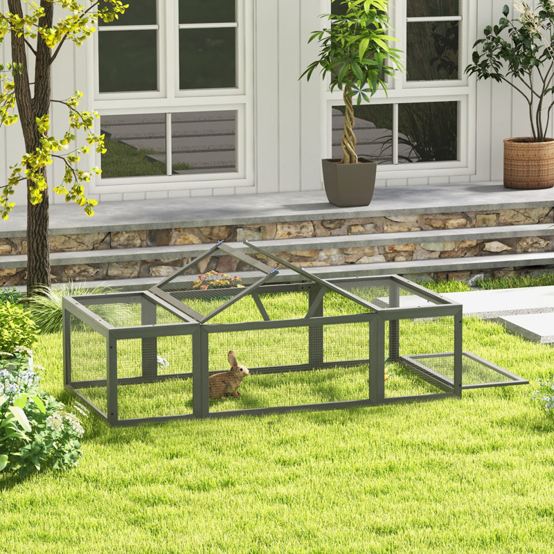 Grand refuge pour lapin en bois PawHut, Gris