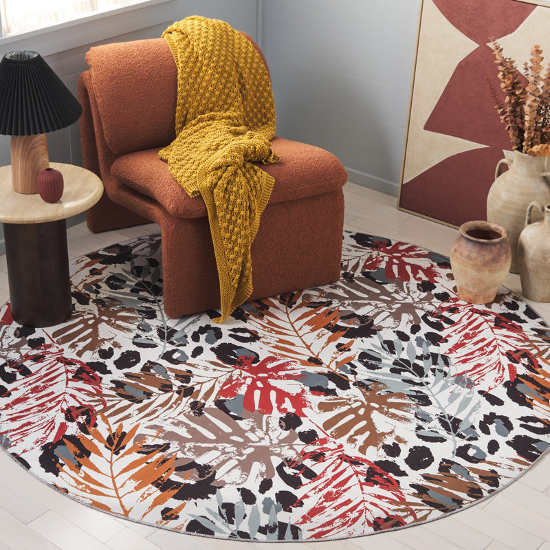 Tapis ivoire / rouille Amalea 826, Rond 6 pi