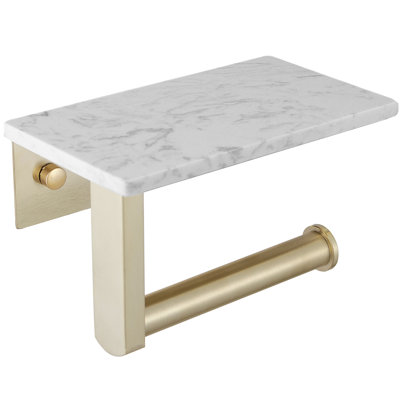 Marble Toilet Paper Holder with Shelf Wall Mounted