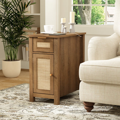 End Table with Storage and Charging Station
