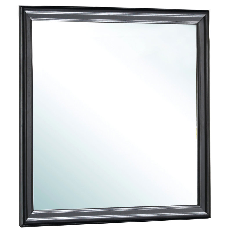 Miroir mural noir Elegant Traditional, Carrée, Noir, 38 po x 38 po