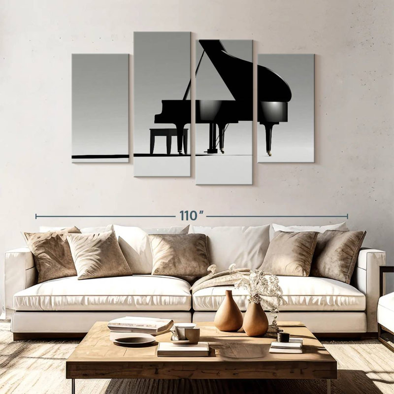 Piano à queue Abarca sur fond blanc, H 54 po x l 84 po