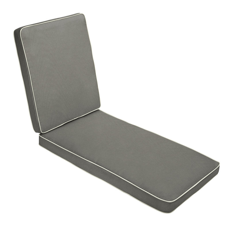 Ricmod Outdoor Sunbrella Seat/Back Cushion, 21" W x 78" D, Canvas Charcoal / Canvas Natural Cord