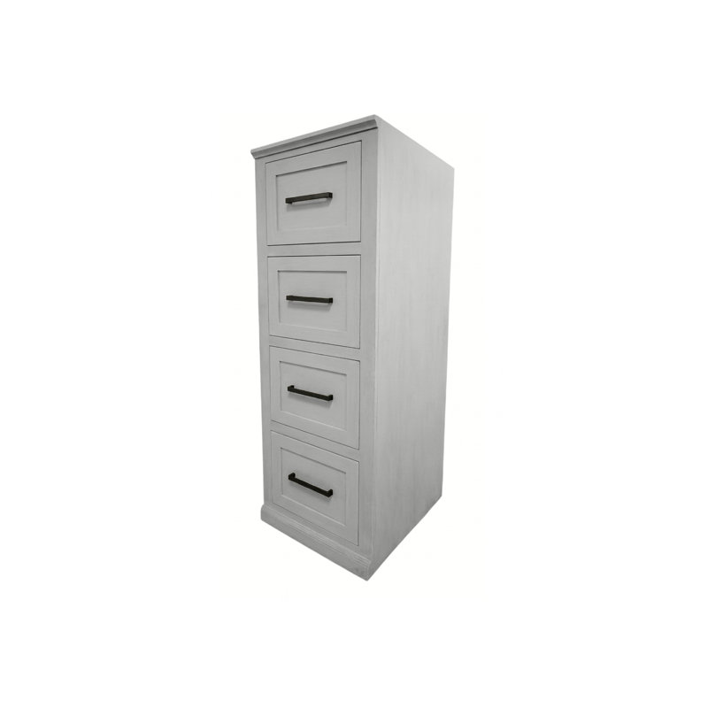 Modern Solid Wood 4 Drawer File Cabinet, Bright White
