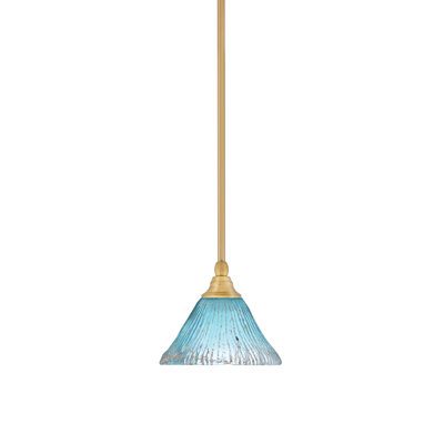 Mini-luminaire suspendu suspendu au fini nouvel âge avec verre cristal bleu sarcelle de 7 po