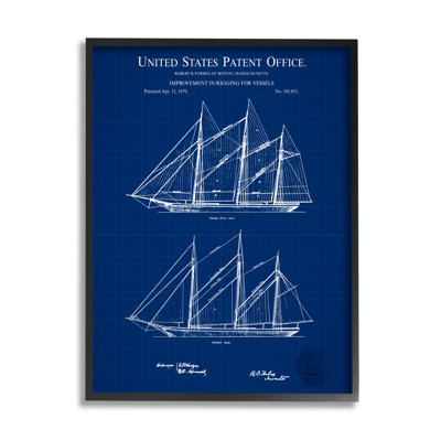 Schéma détaillé de brevet de bateau bleu