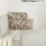 20" Throw Pillow With Shaggy Ribbon Ruffles