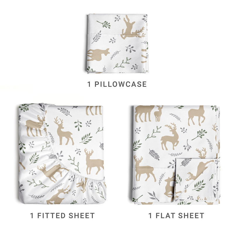 Christmas Sheet Set, Festive Holiday Bedding, Soft & Cozy, Wrinkle Free Bed Sheets, Twin Sheet Set + 1 Pillowcase, Reindeer 2