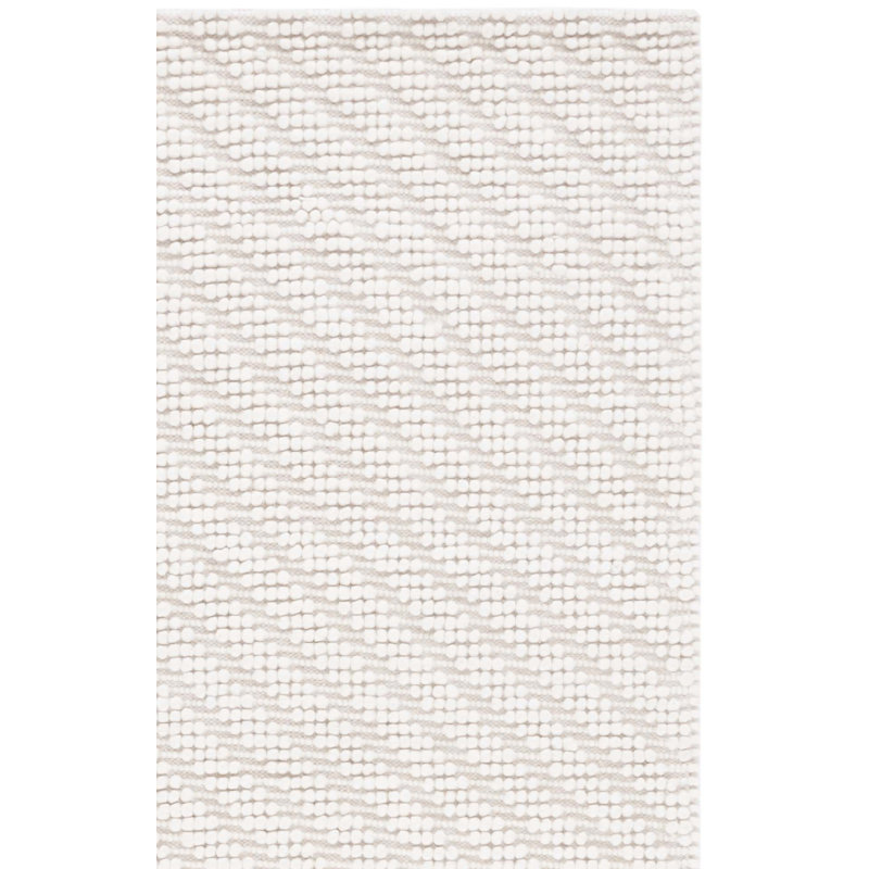 Weaverville Natura Flat Weave Wool/Cotton Geometric Rug in Ivory, Rectangle 6' x 9'